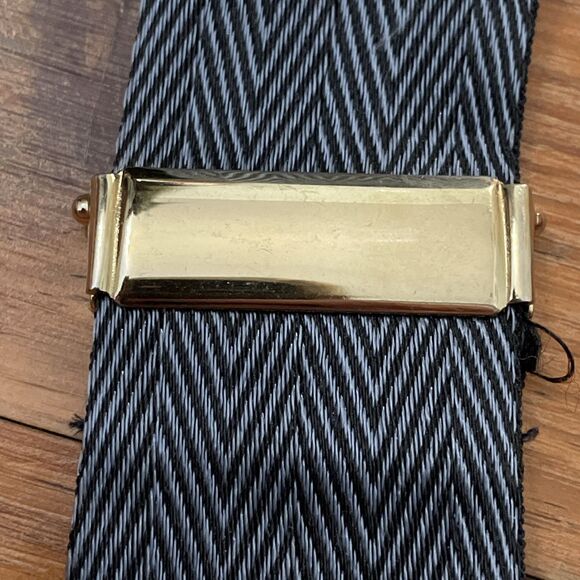 Roundtree & Yorke Black And Blue Chevron Stripes Suspenders Leather Loops - Picture 5 of 9
